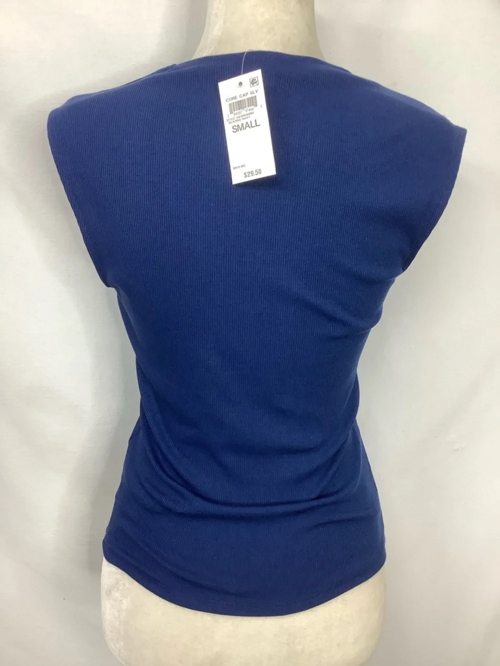 Blue Micro Ribbed Scoop Neck Top - Small - Picture 2 of 13